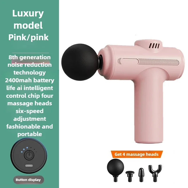 Muscle Store | New 8Head Type-C Mini Massage Gun Fascia Machine Muscle Relaxation Vibrating Gun Rod Massage Fitness Tool Muscle Massager Gun