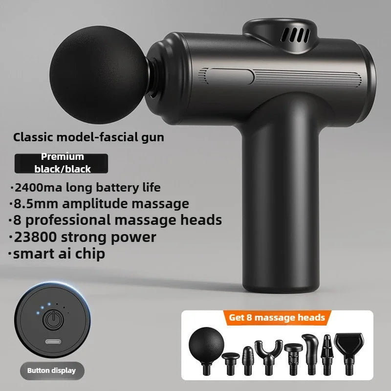 Muscle Store | New 8Head Type-C Mini Massage Gun Fascia Machine Muscle Relaxation Vibrating Gun Rod Massage Fitness Tool Muscle Massager Gun