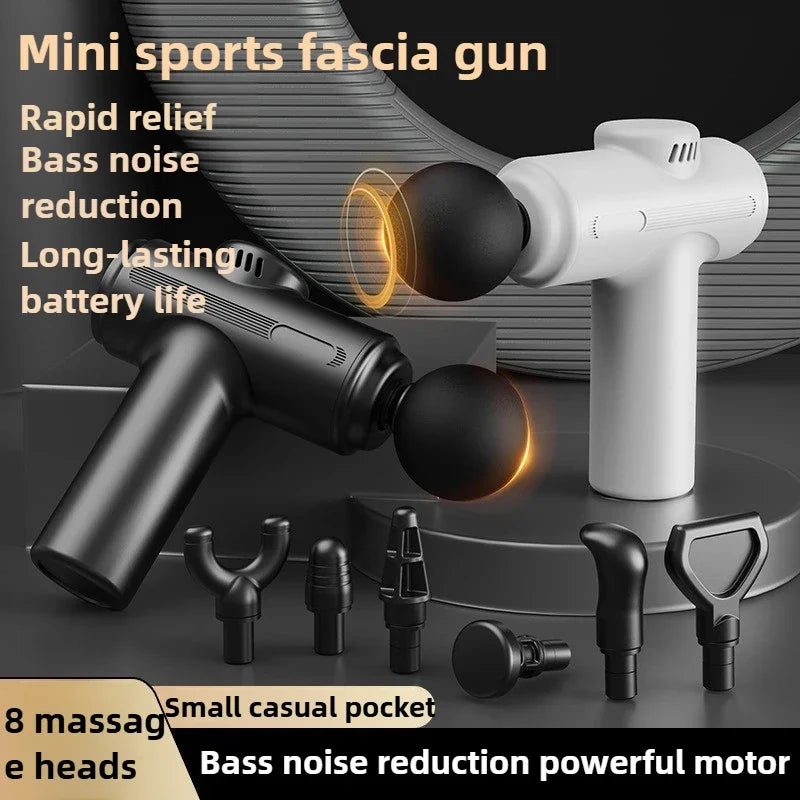 Muscle Store | New 8Head Type-C Mini Massage Gun Fascia Machine Muscle Relaxation Vibrating Gun Rod Massage Fitness Tool Muscle Massager Gun